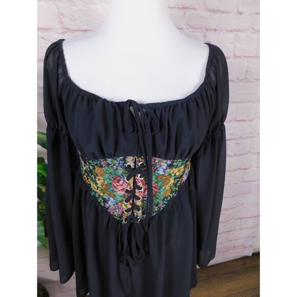 Cider Floral Corset Mini Dress M - Boho Off-Shoulder - Excellent - Picture 3 of 11